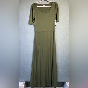 NEW Lularoe Ana Large Women’s Olive Green Maxi Dress Stretch Casual